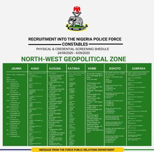 Npf Shortlist Screening Venue For Nigeria Police Physical Credential Screening Exercise